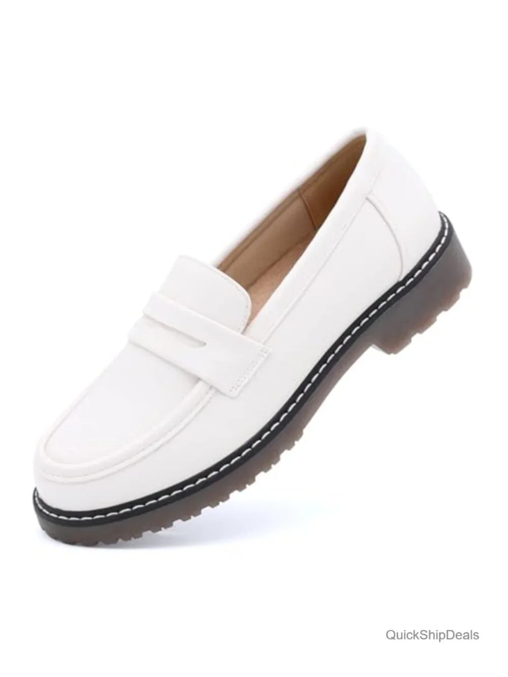 Women's Chunky Loafers Platform Slip-On Comfortable Driving Mocc Faux Leather